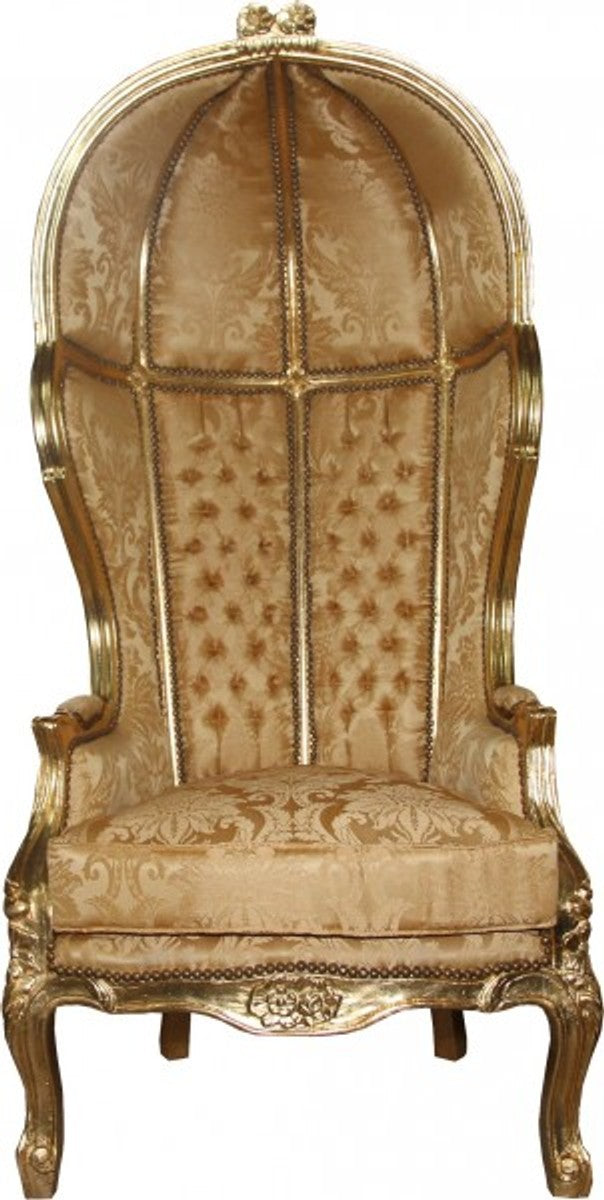Barock Thron Sessel Victory Gold Barock Muster / Gold Mod2 - Balloon Chair -Thron Stuhl Tron