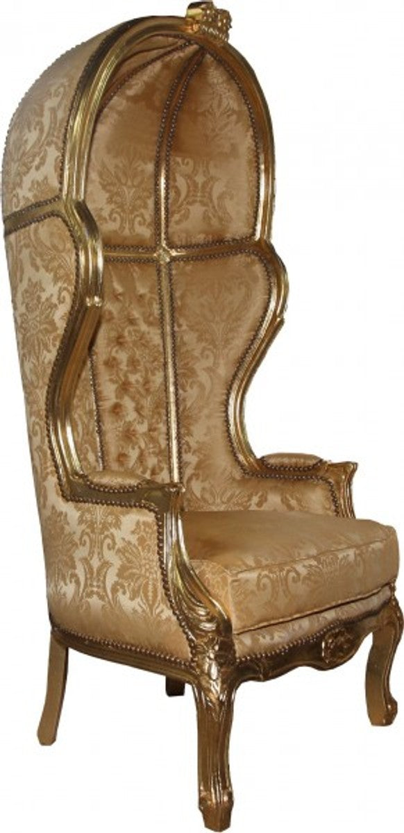 Barock Thron Sessel Victory Gold Barock Muster / Gold Mod2 - Balloon Chair -Thron Stuhl Tron