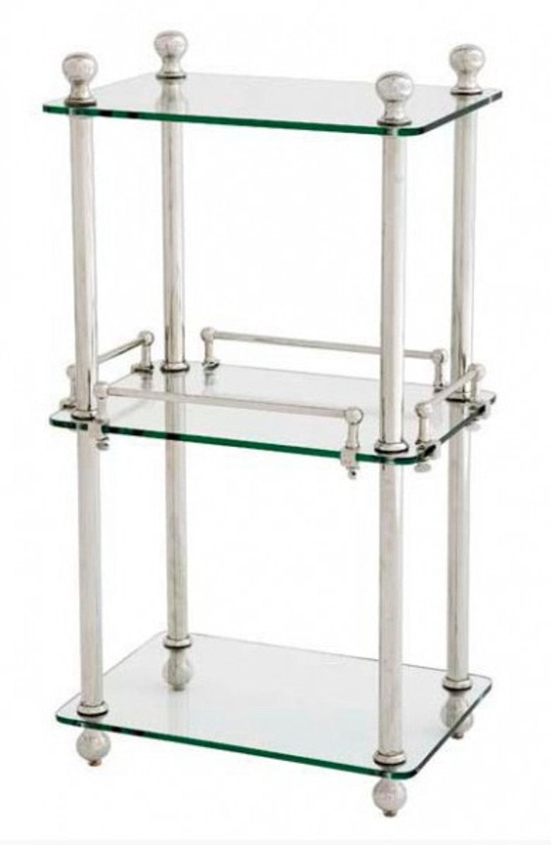 Badezimmer Luxus Regalschrank vernickelt - Glasregal Badregal Regal Schrank Glas