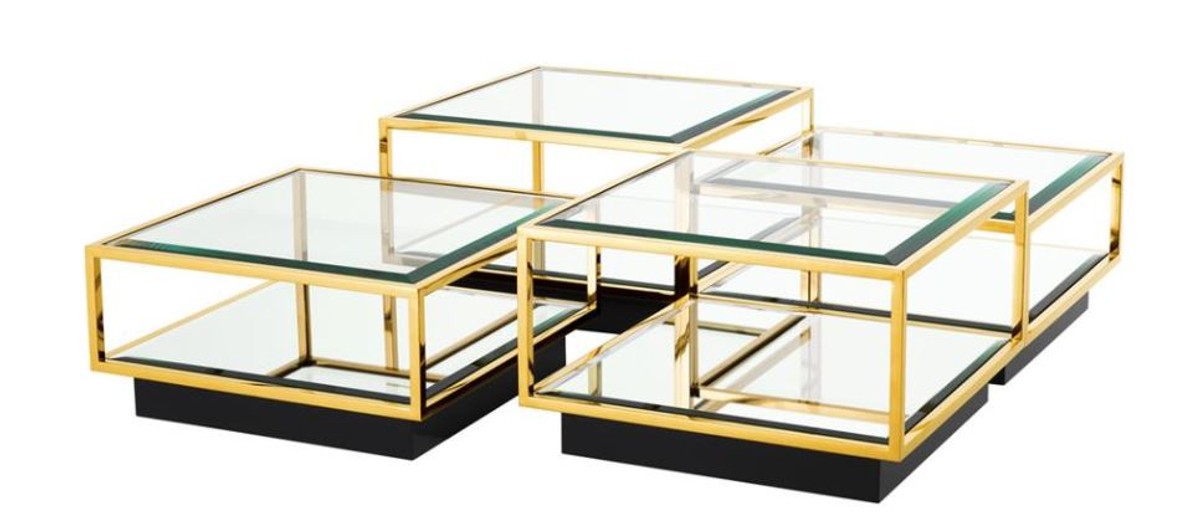 Art Deco Luxus Couchtisch Gold 4er Set - Wohnzimmer Salon Tisch