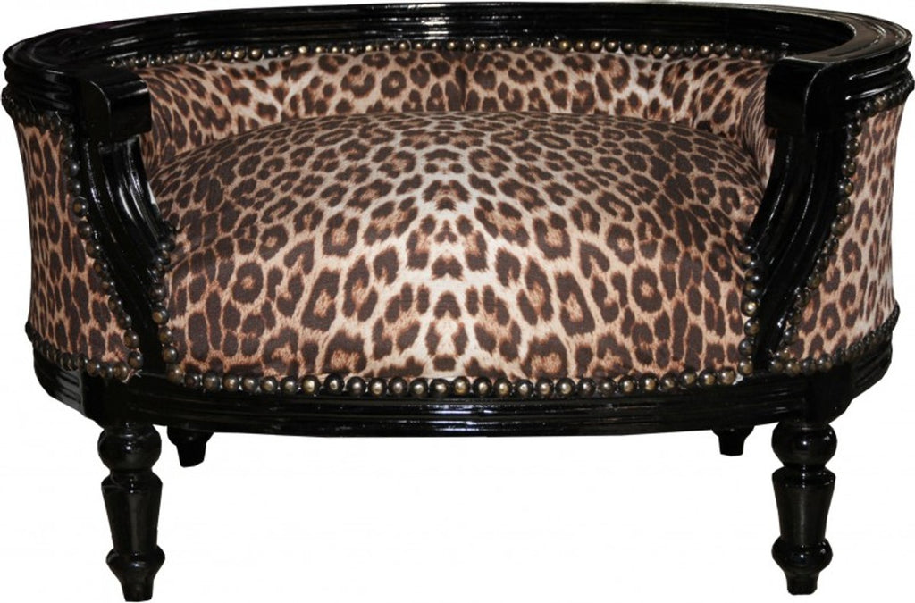 Barock Hunde & Katzen Sofa Leopard / Schwarz Hundebett & Katzenbett